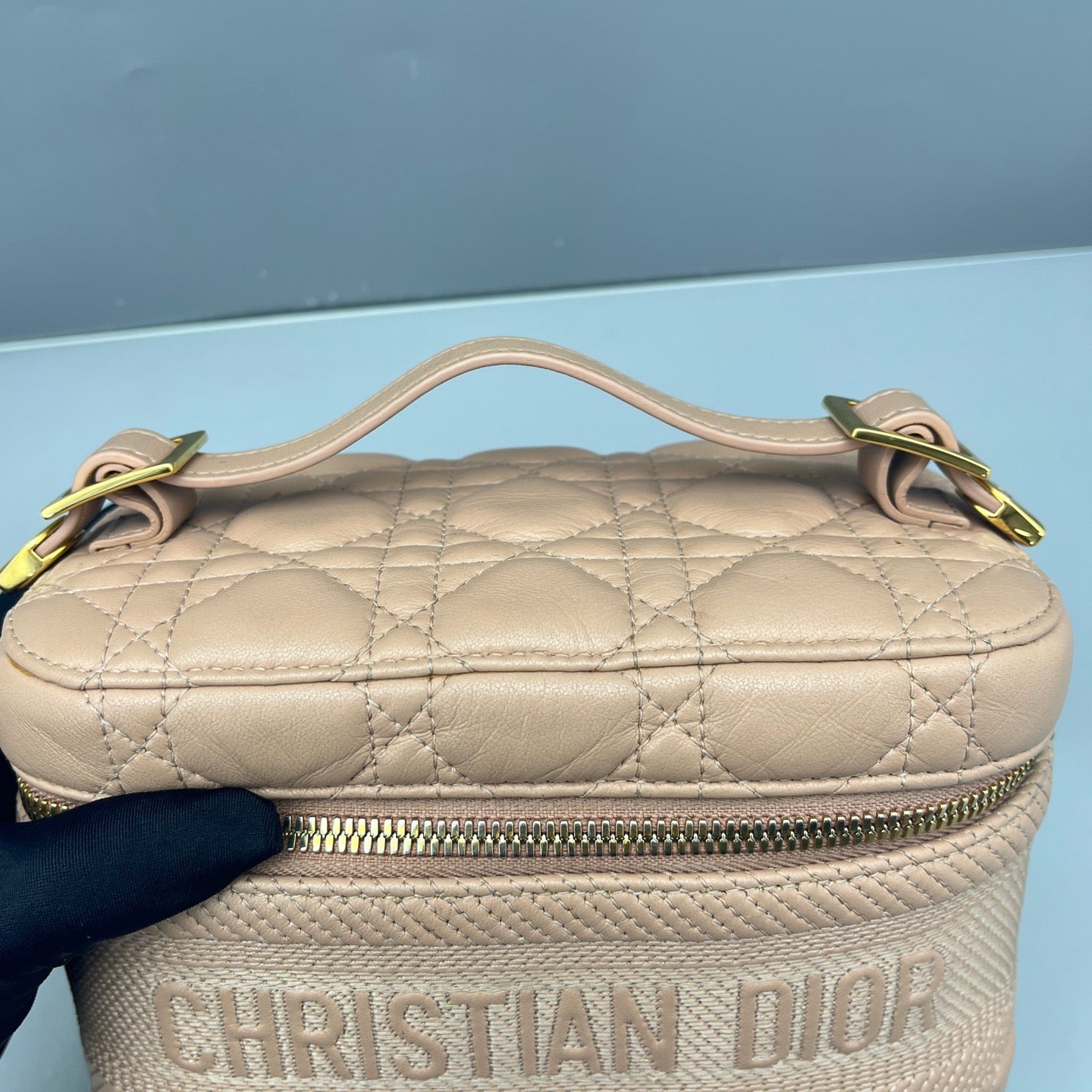 Dior - Vanity Case - Quilted lambskin leather and textured calfskin - Pink with Gold-Tone Hardware - (small)