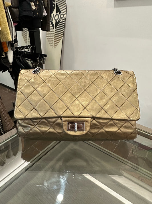 Chanel - 2.55 Reissue Flap Bag - Aged Calfskin Leather - Bronze with Silver-Tone Hardware - (Large)