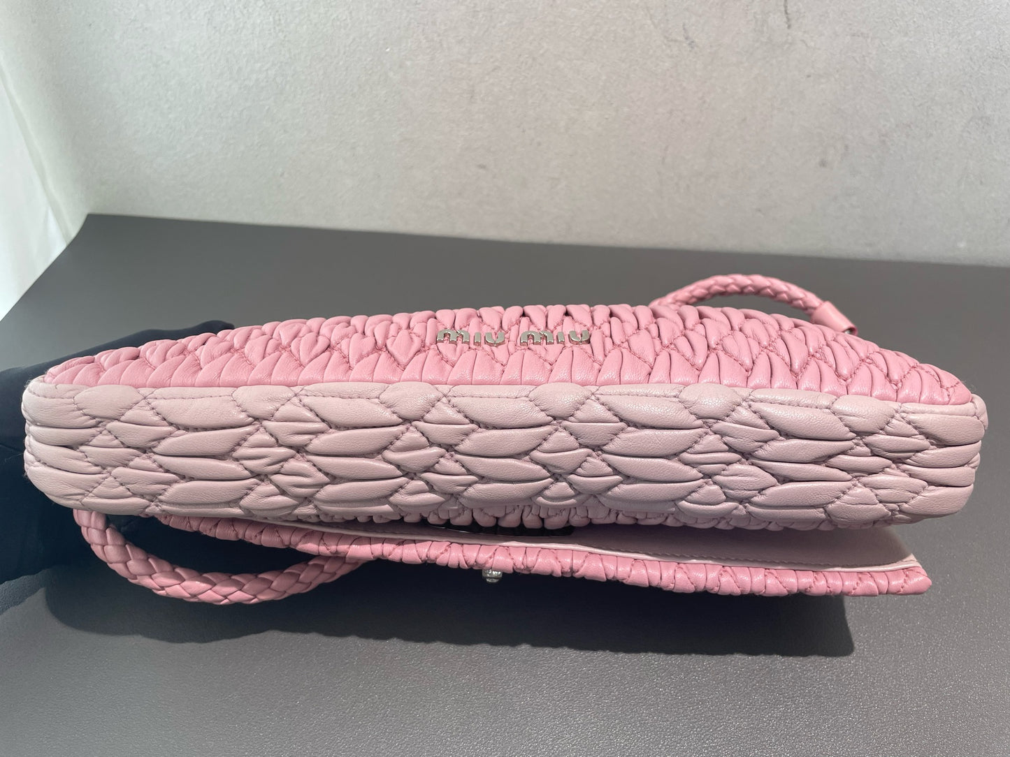 Miu Miu - Matelassé Crystal Chain Bag - Lambskin leather - Pink - (small)