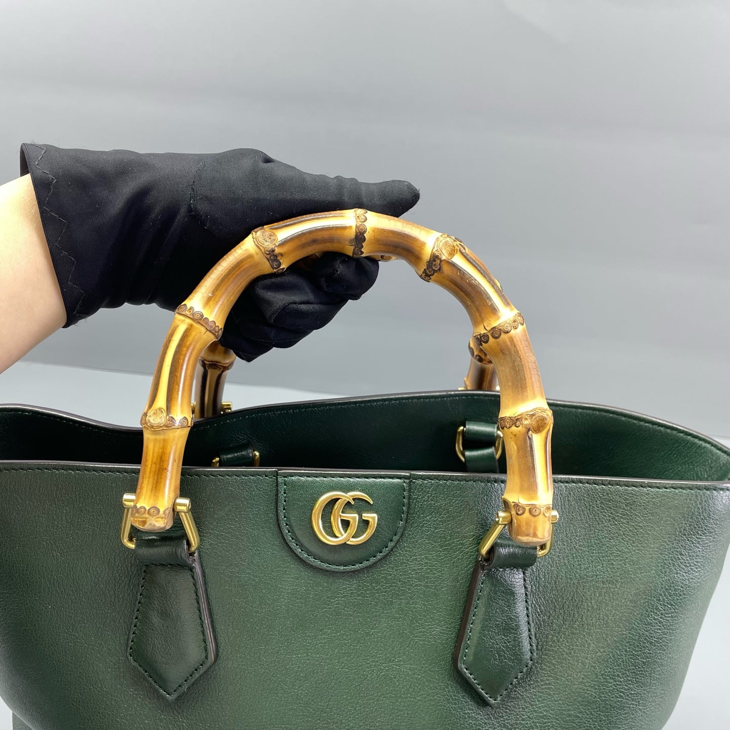 Gucci - Bamboo Top Handle Tote - Grained leather - Green - (Medium)