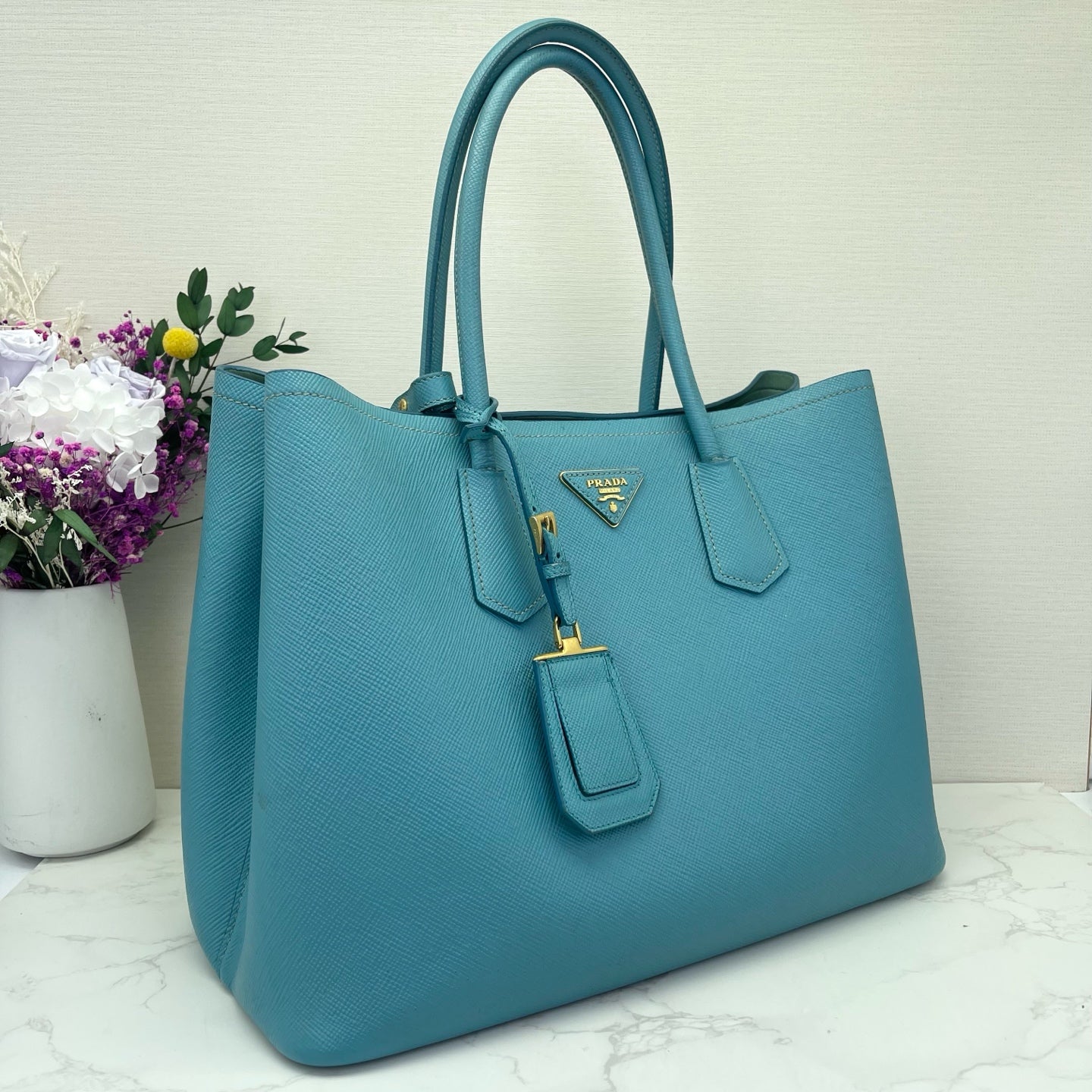 Prada - Double - Saffiano leather - Teal Blue - (medium)