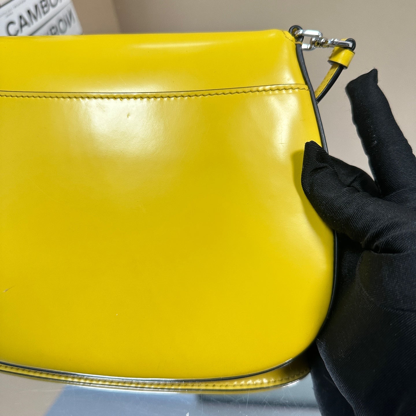 Prada - Cleo Flap Small Shoulder Bag - Box leather - Yellow - (small)