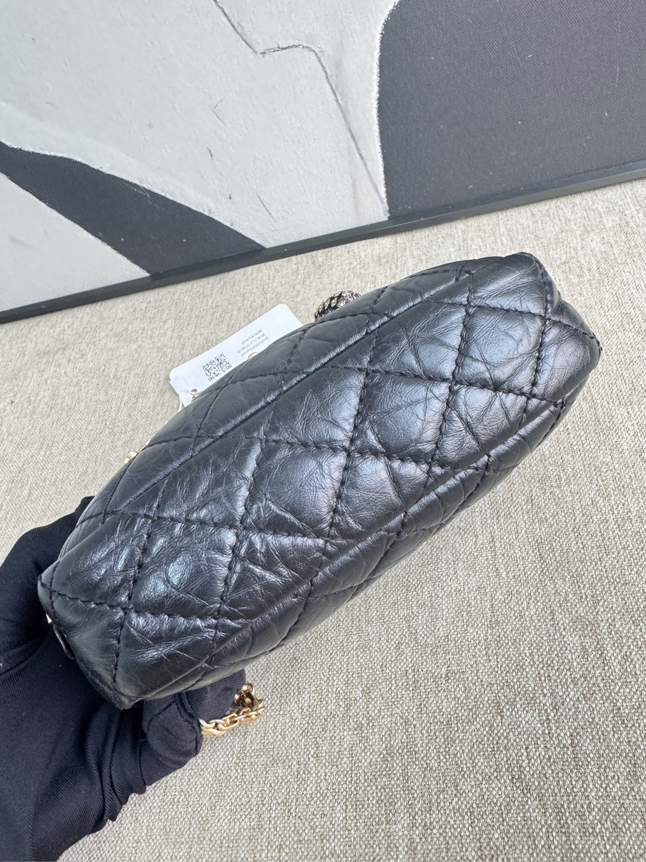 Chanel - 2.55 Emblem Camera Bag - Aged calfskin leather - Black - (Medium)