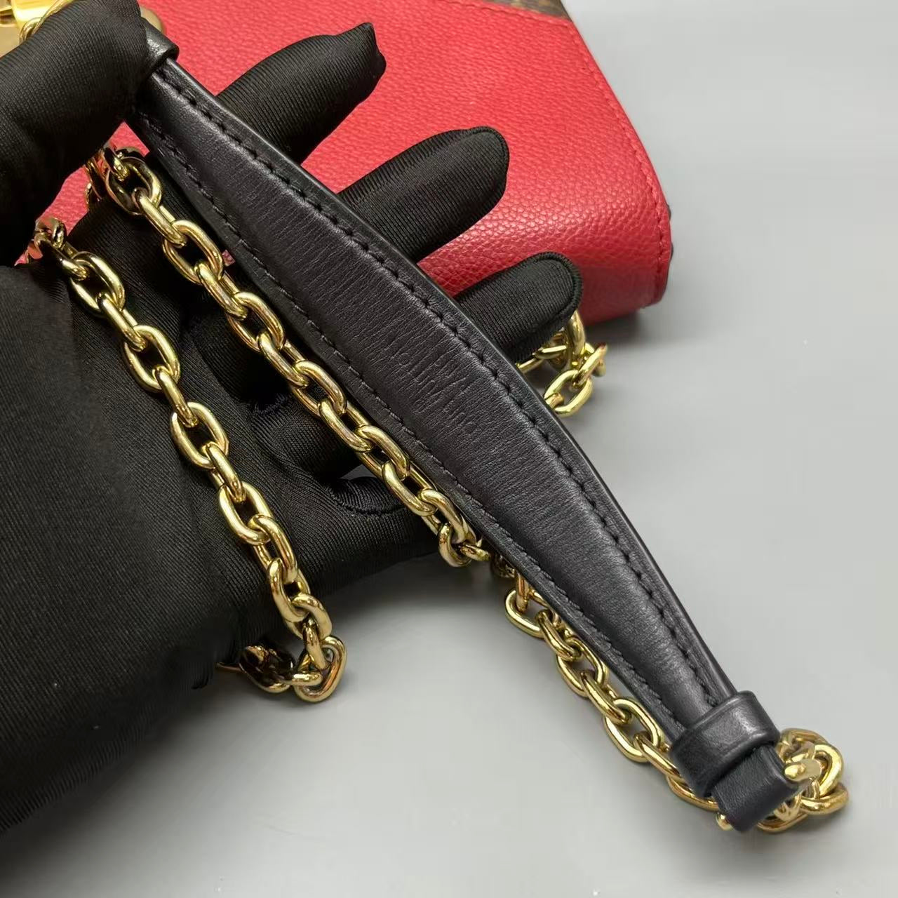 Louis Vuitton - Saint Placide - Monogram coated canvas and grained leather - Brown and Red - (small)