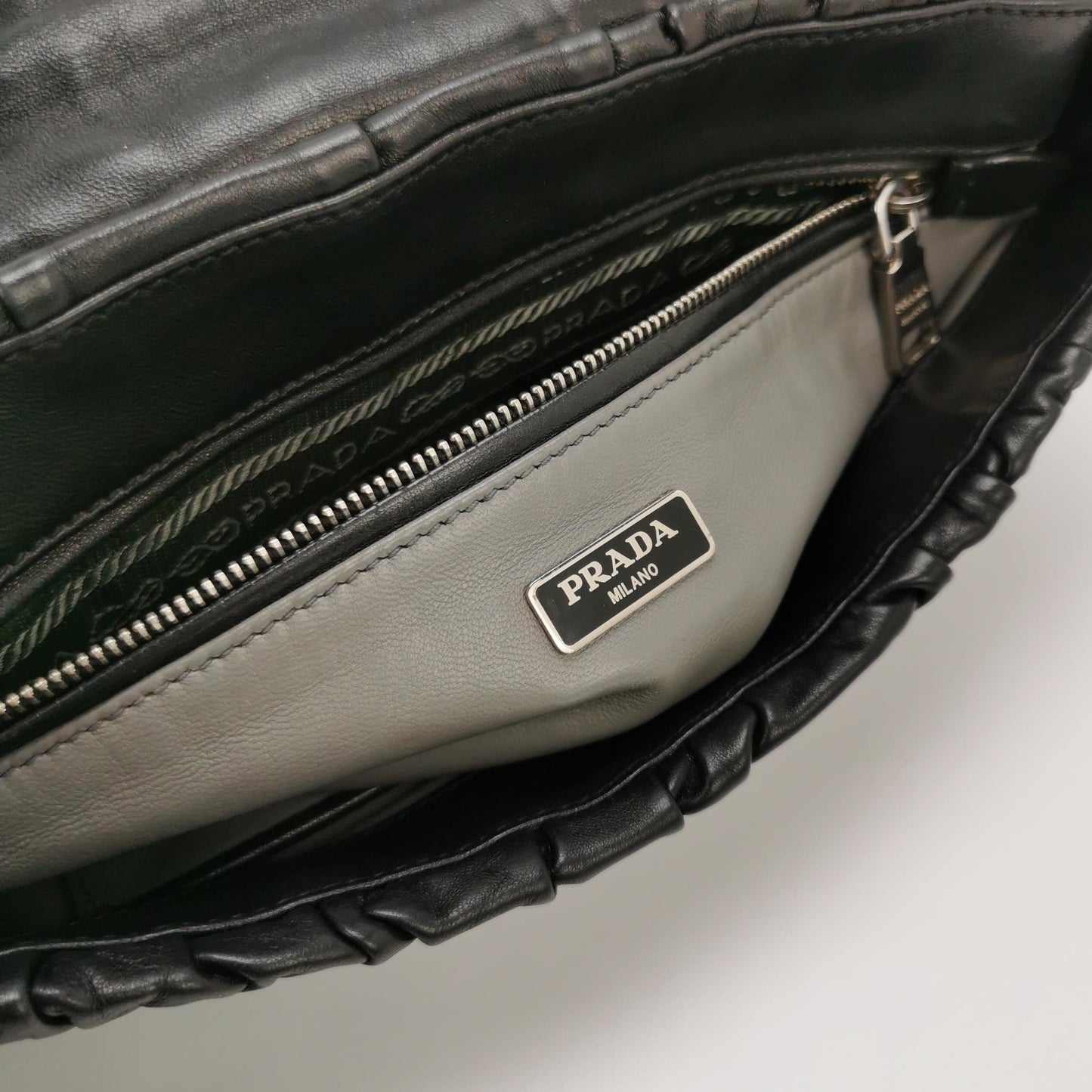 Prada - Nappa Gaufre Shoulder Bag - Nappa leather - Black - (medium)