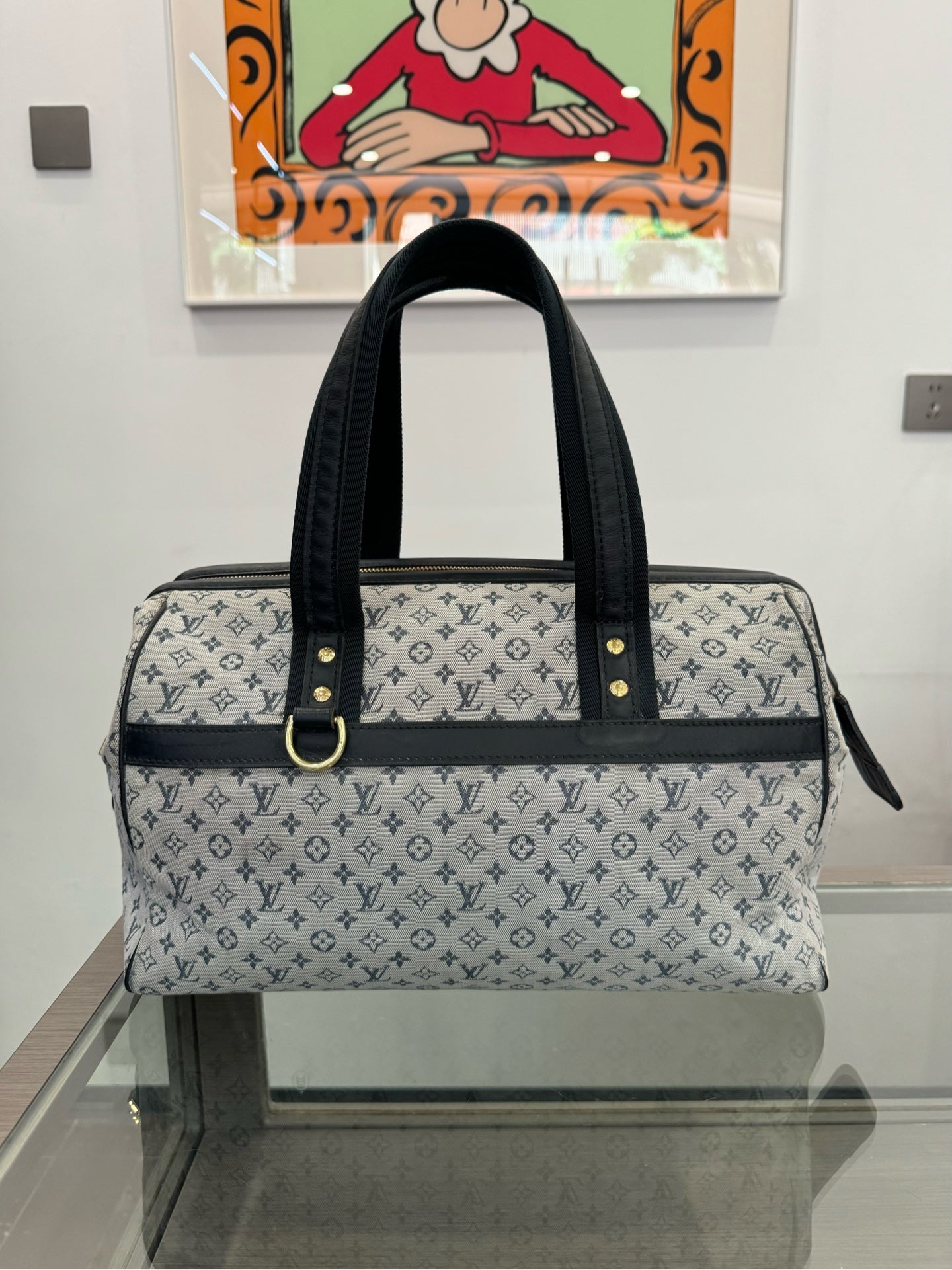Louis Vuitton - Monogram Denim Boston Bag - Denim with leather trim - Blue - (small)