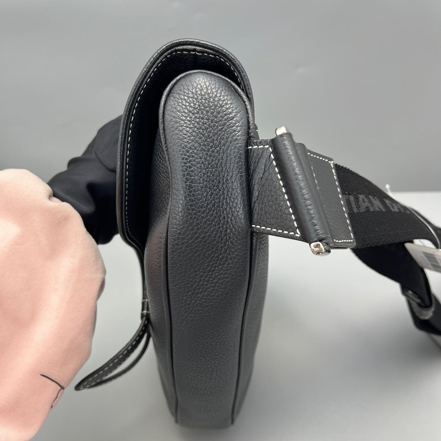 Dior - Saddle Belt Bag with Graffiti - Grained leather - Black - (Small)