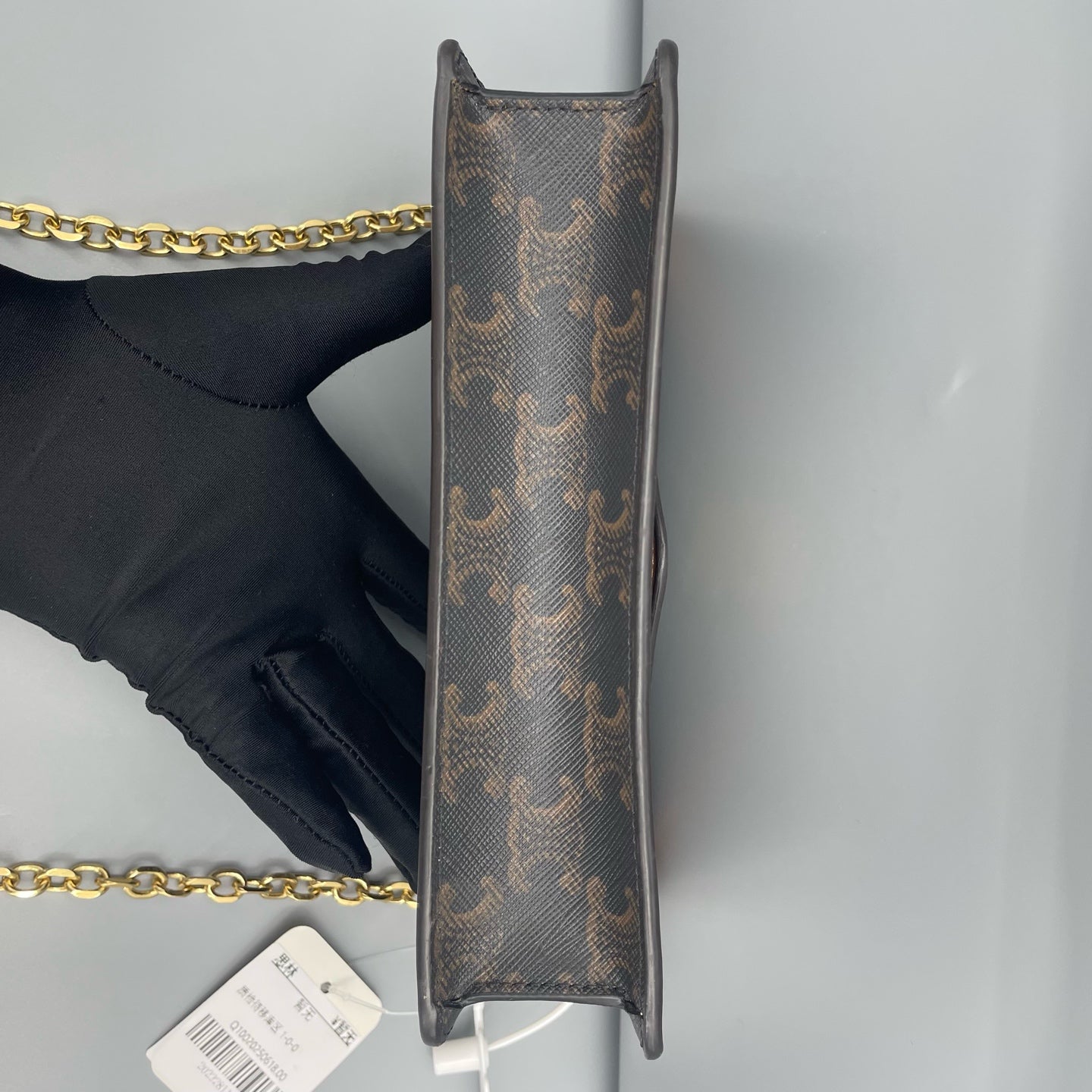 Celine - Triomphe WOC Envelope Chain Bag - Triomphe coated canvas with calfskin leather trim - Brown - (mini)
