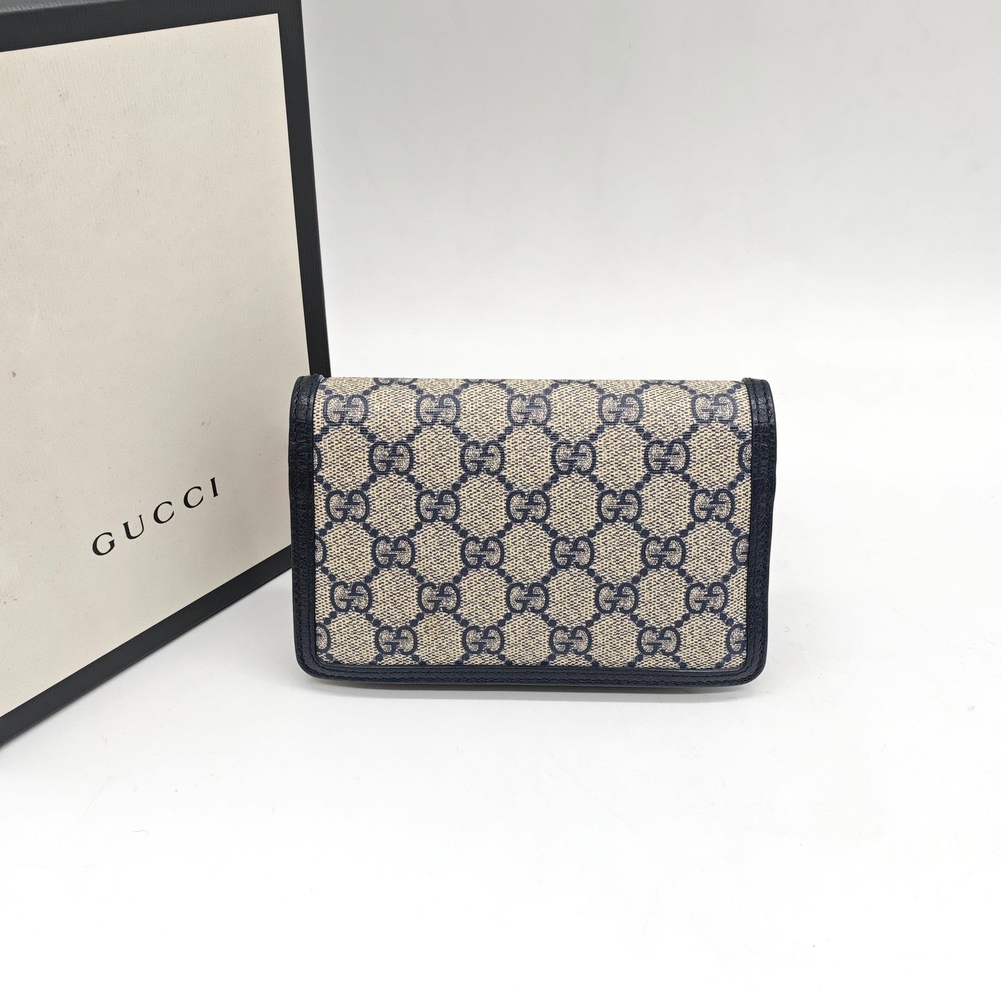 Gucci - Dionysus Mini Chain Wallet - GG Supreme coated canvas with leather trim - Beige and Navy - (mini)