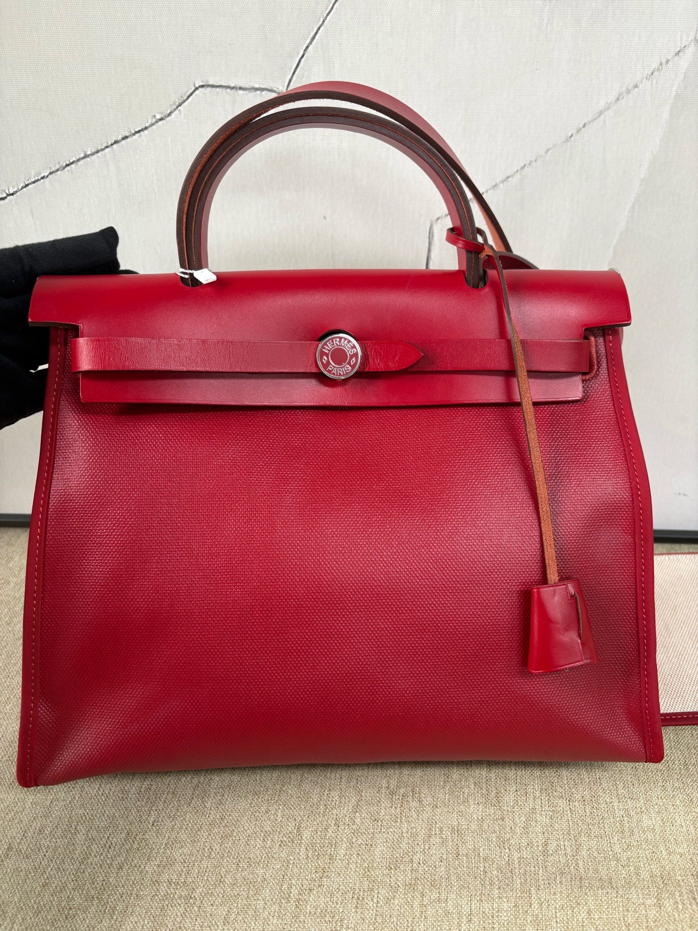 Hermès - Herbag Zip 31 - Waterproof canvas and Cowhide leather - Chili Red and Beige - (Small)