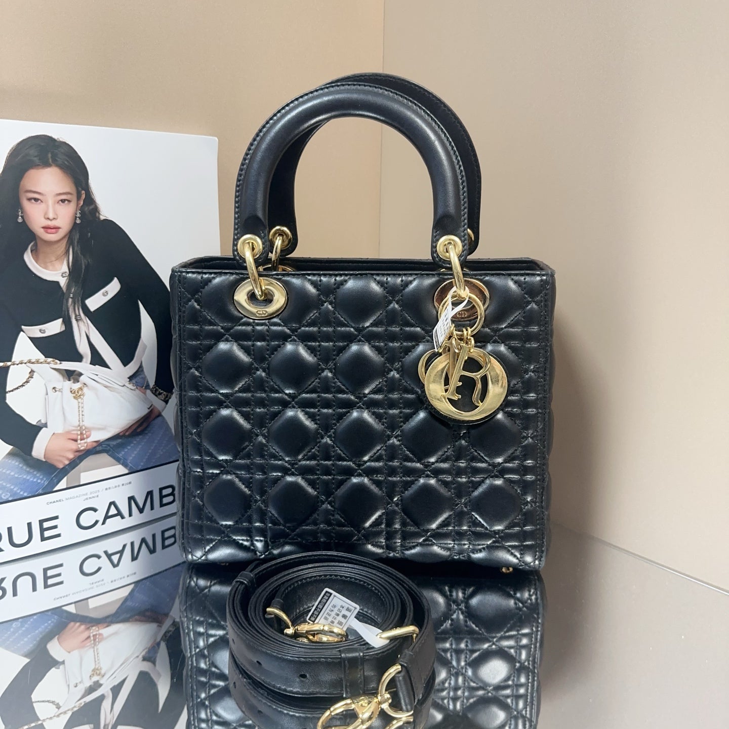 Dior - Lady Dior - Lambskin leather - Black - (medium)