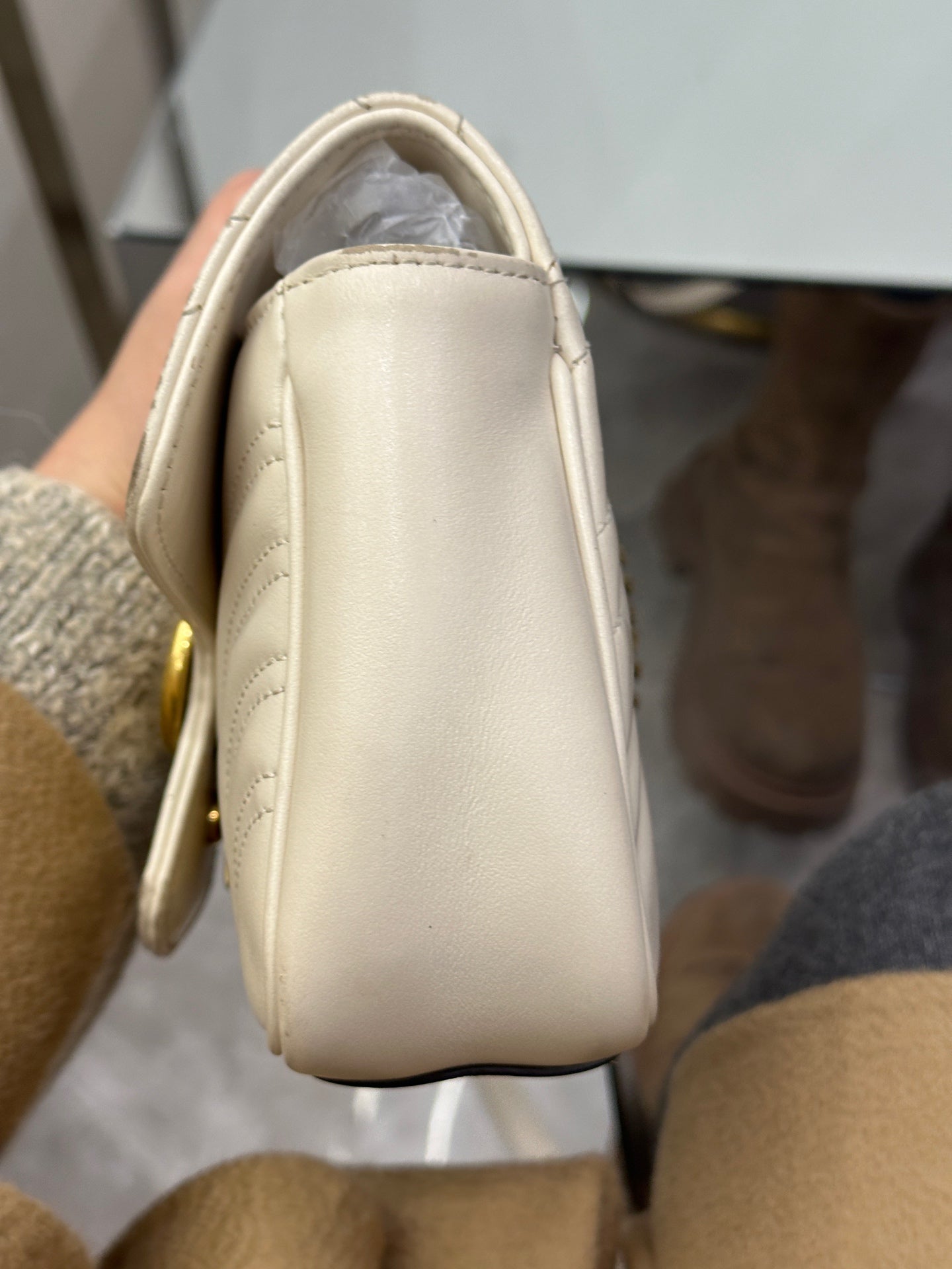 Gucci - GG Marmont Mini Flap Bag - Leather - White - (mini)