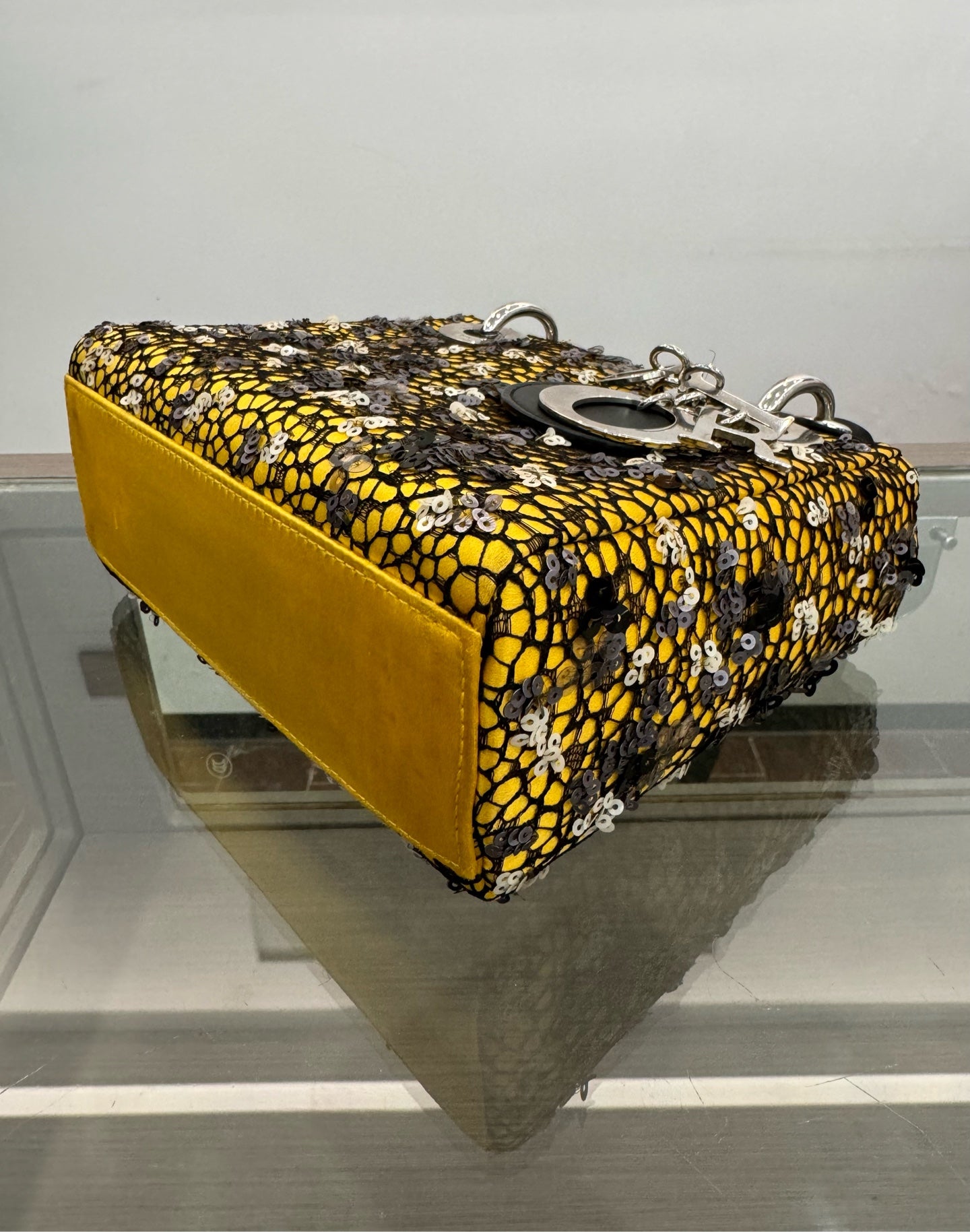 Dior - Lady Dior - Silk satin, lace, and sequins - Yellow - (mini)