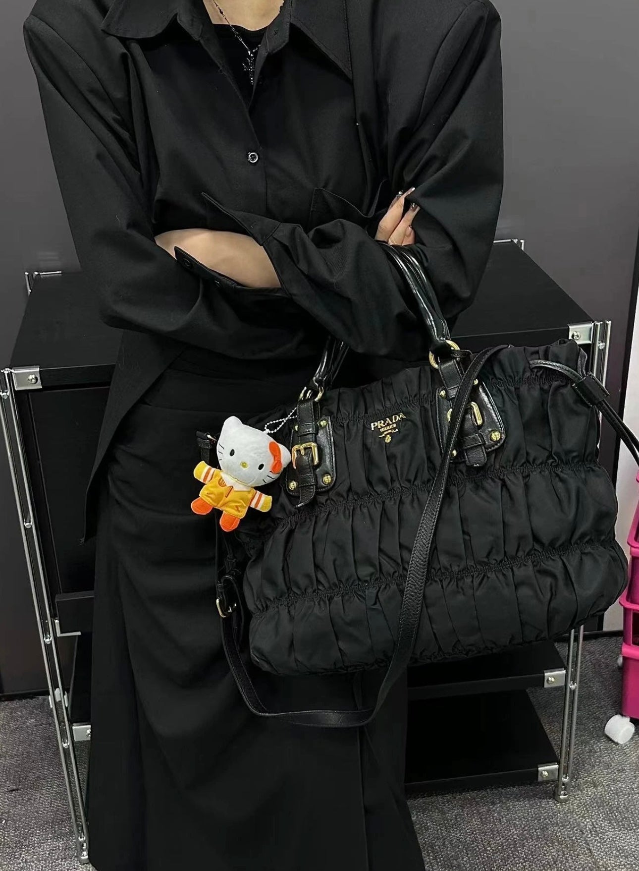 Prada - Tessuto Gaufre Tote - Polyamide and Leather - Black - (Medium)