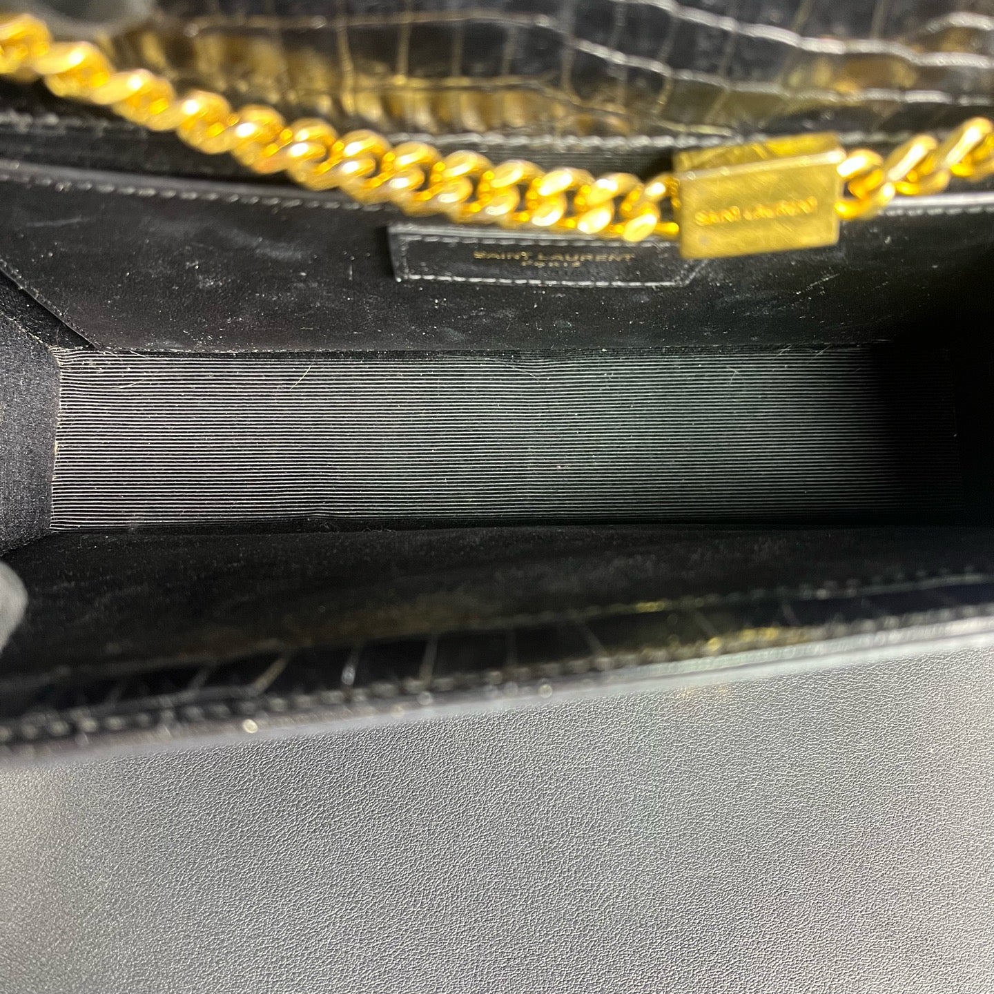 Saint Laurent - Kate Medium Chain Bag with Tassel - Crocodile embossed leather - Black - (medium)