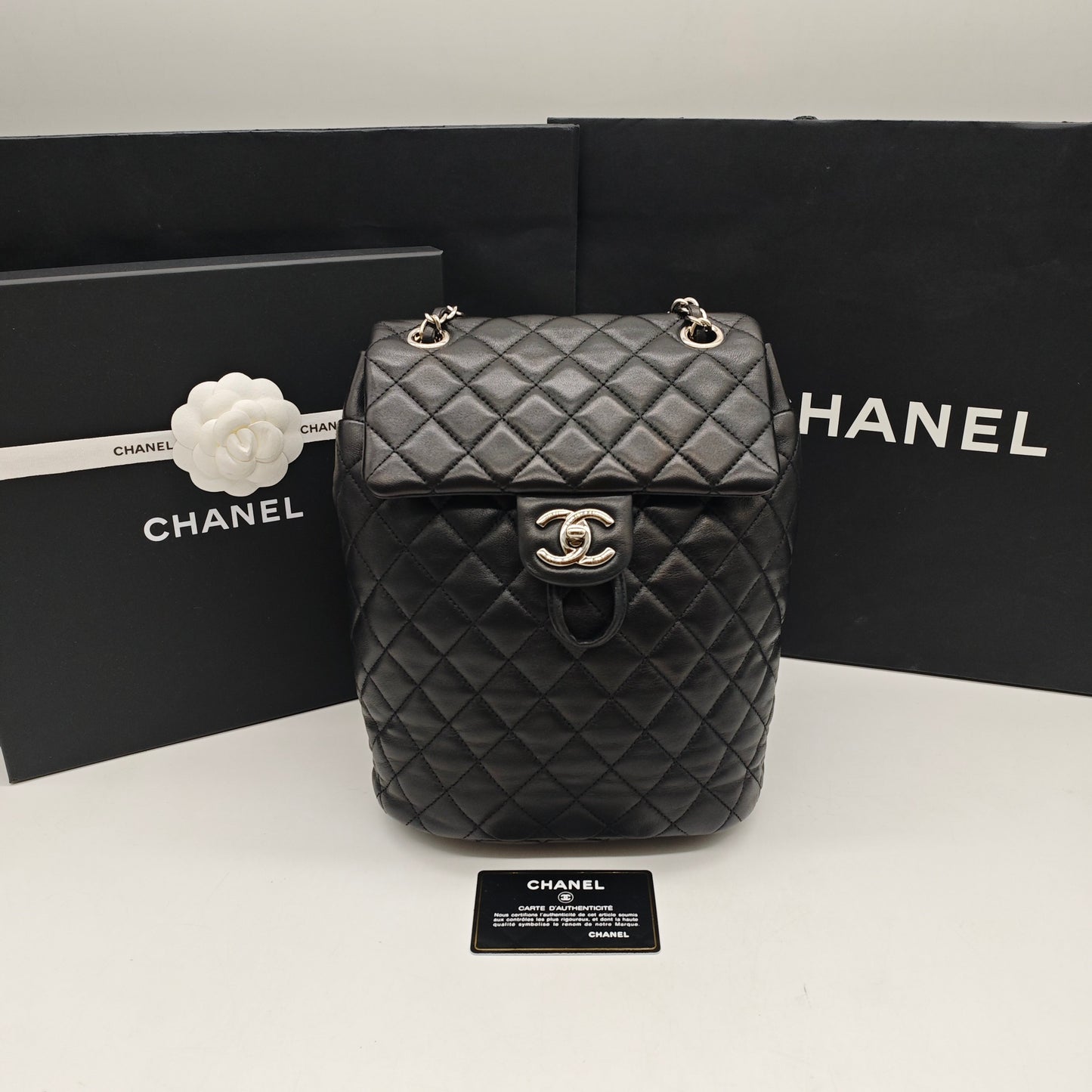 Chanel - Salzburg Backpack - Lambskin leather - Black with Silver-Tone Hardware - (Small)