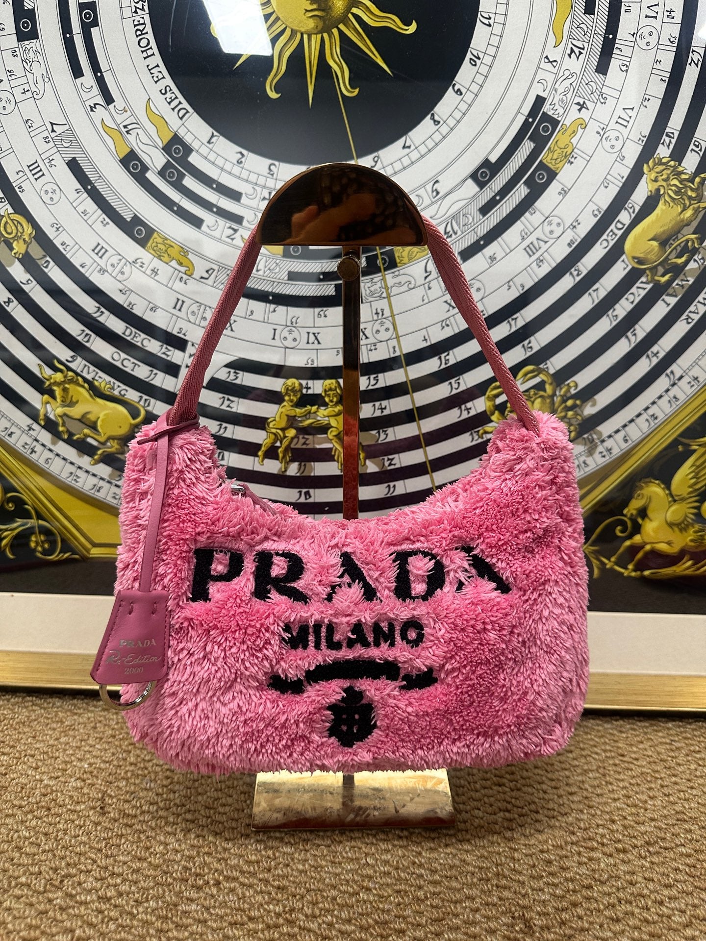 Prada - Re-Edition Hobo Bag - Faux fur - Pink - (small)