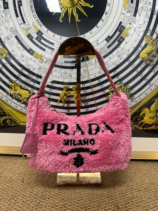 Prada - Re-Edition Hobo Bag - Faux fur - Pink - (small)
