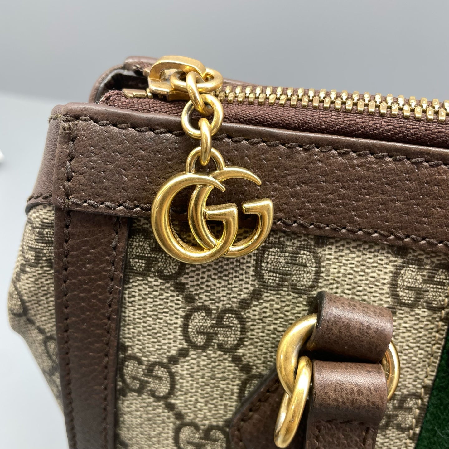 Gucci - Ophidia Small Tote Bag - GG Supreme canvas with leather trim - Ebony - (medium)