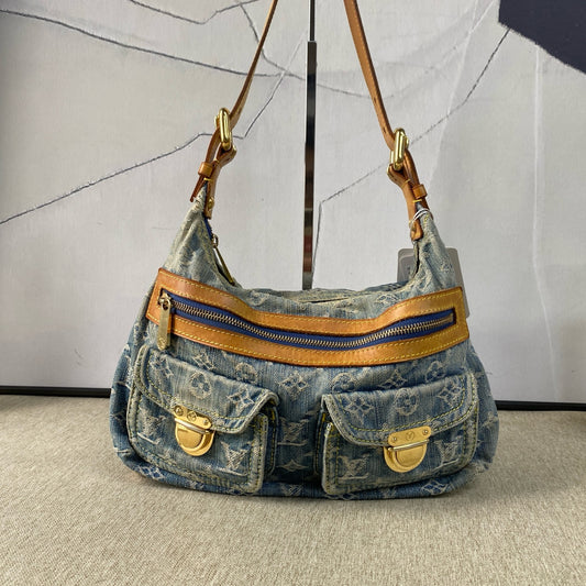 Louis Vuitton - Baggy - Monogram Denim with Vachetta leather trim - Blue - (medium)