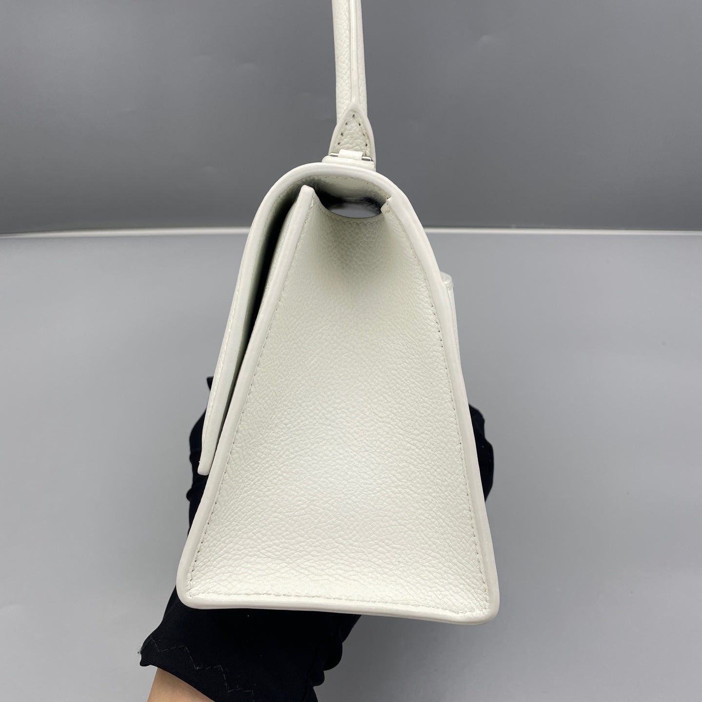 Balenciaga - Hourglass S Top Handle Bag - Leather - White with Silver-tone Hardware - (small)