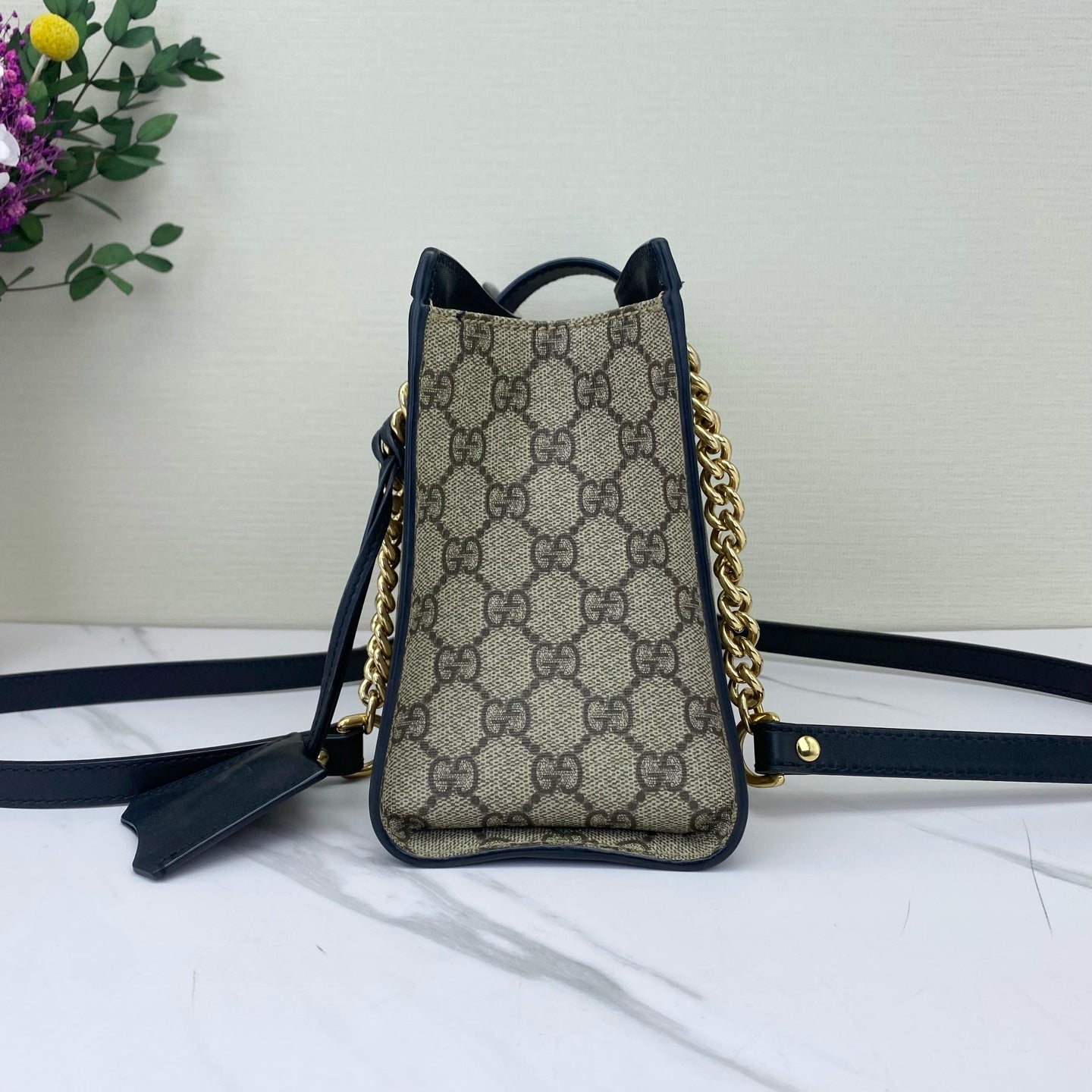 Gucci - Padlock Small Tote - GG Supreme canvas with leather trim - Black - (Small)