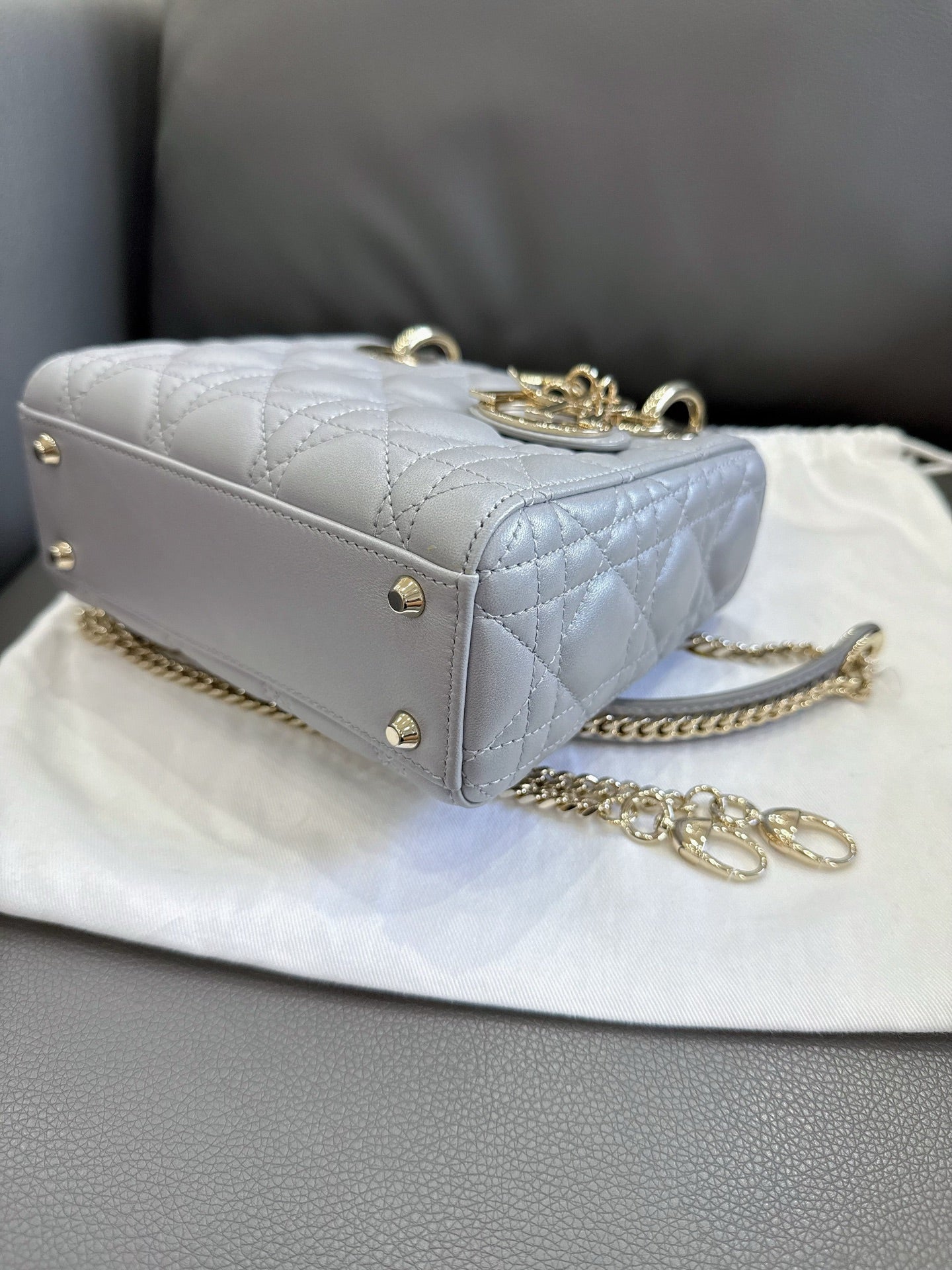 Dior - Lady Dior Mini - Lambskin leather - Grey - (mini)