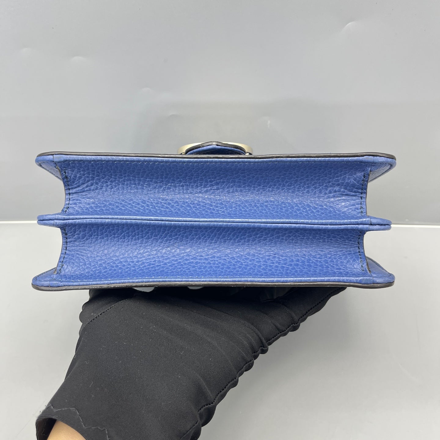 Gucci - Interlocking G Flap Accordion Bag - Grained leather - Blue - (small)