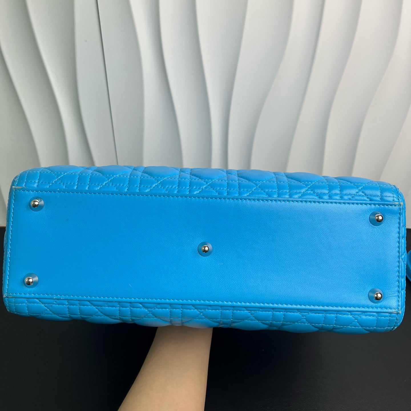 Dior - Lady Dior - Lambskin leather - Blue with Silver-Tone Hardware - (Large)