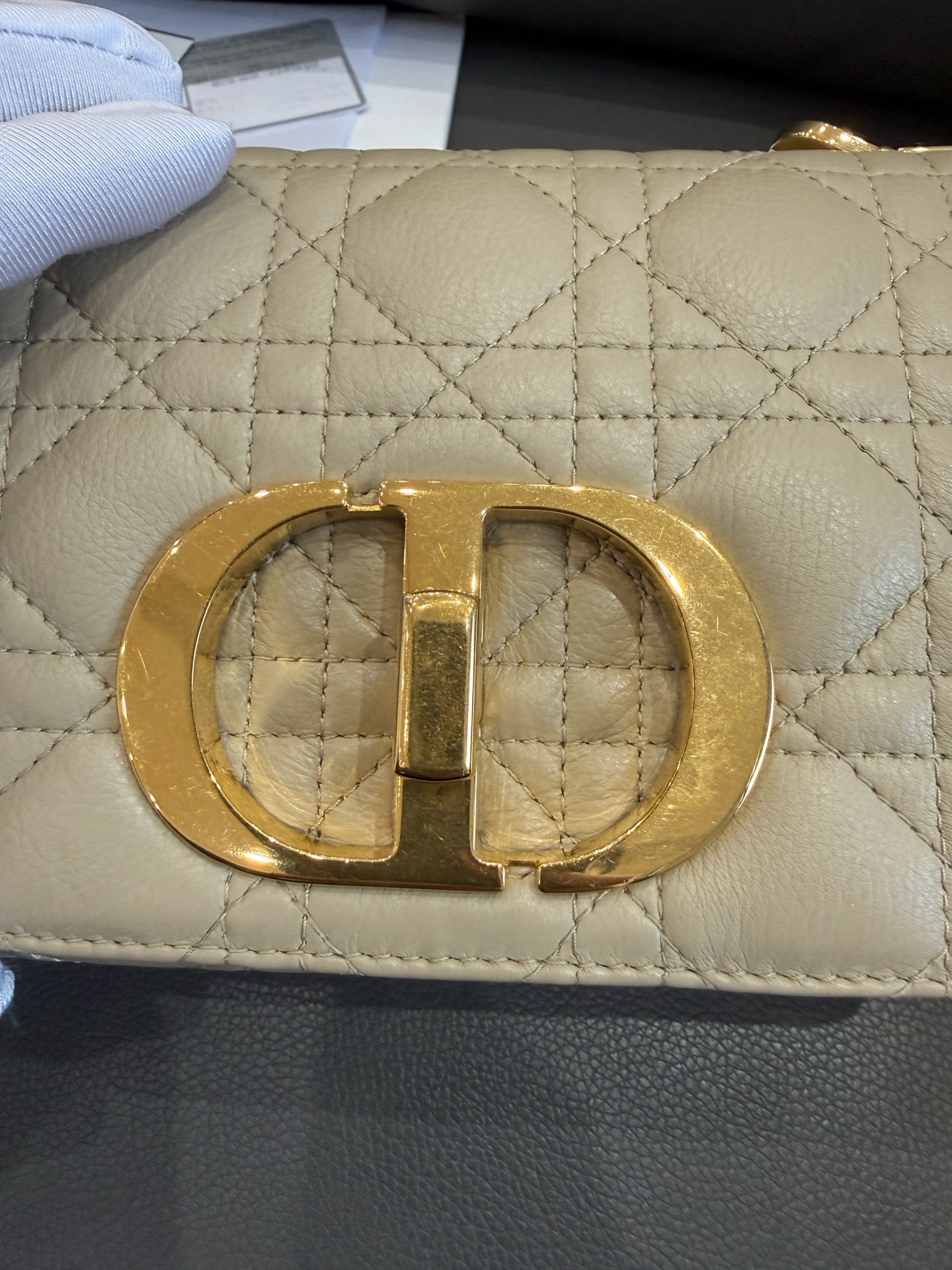 Dior - Caro Small - Calfskin leather - Beige - (small)