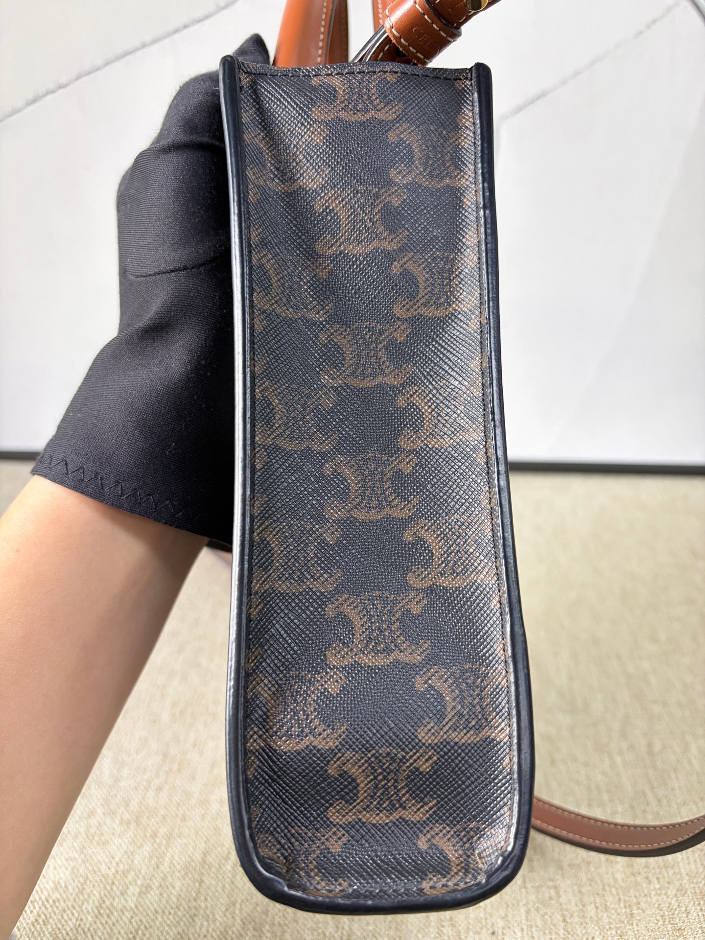 Celine - Triomphe Canvas Mini Vertical Cabas - Triomphe coated canvas with calfskin leather trim - Brown - (mini)