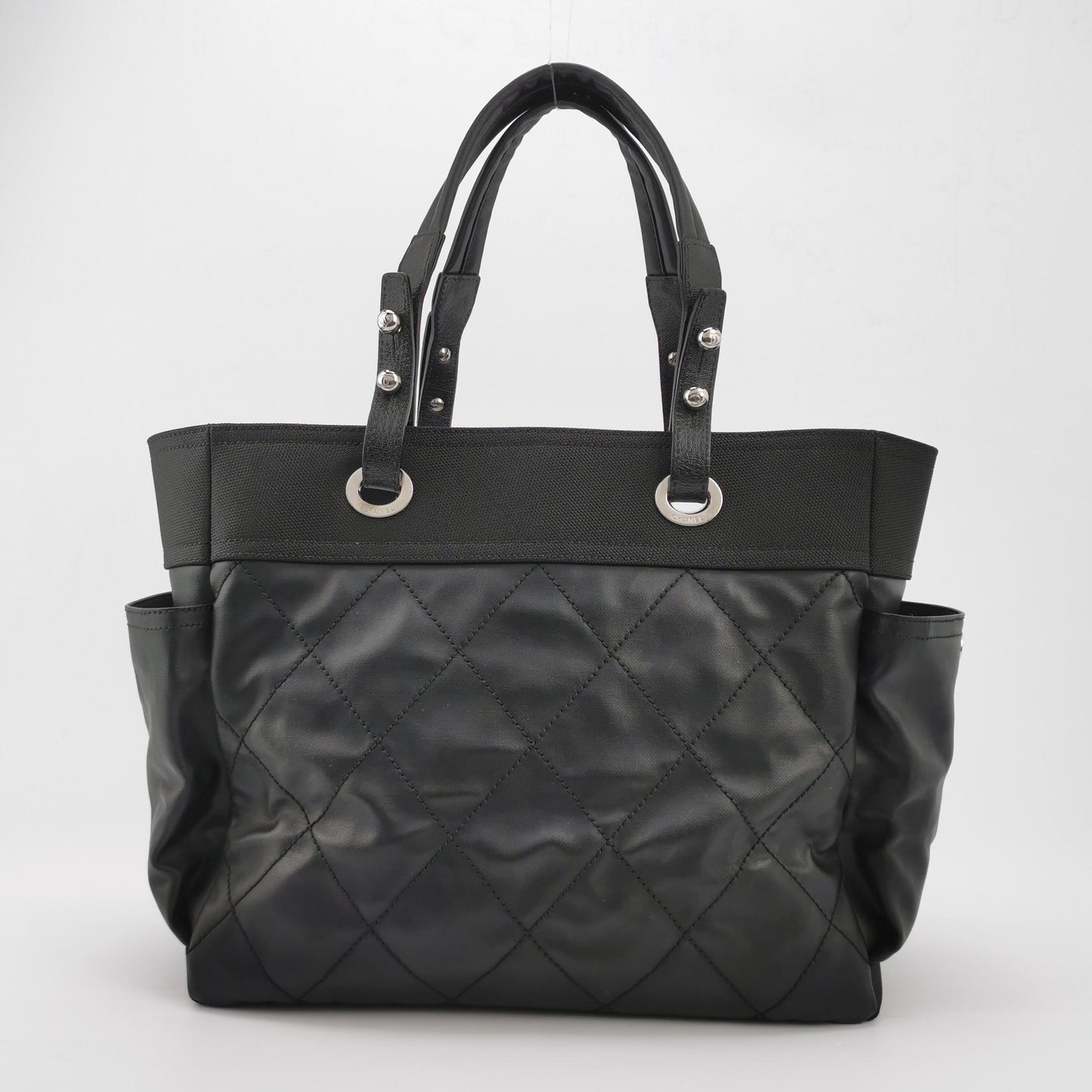 Chanel - Vintage Tote Bag - Quilted leather and canvas - Black - (large)