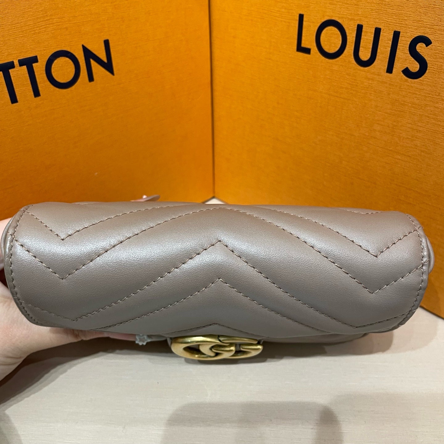 Gucci - GG Marmont Super Mini Shoulder Bag - Calfskin leather - Beige - (mini)