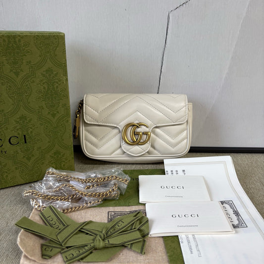 Gucci - Marmont Supermini Chain Bag - Leather - White - (mini)