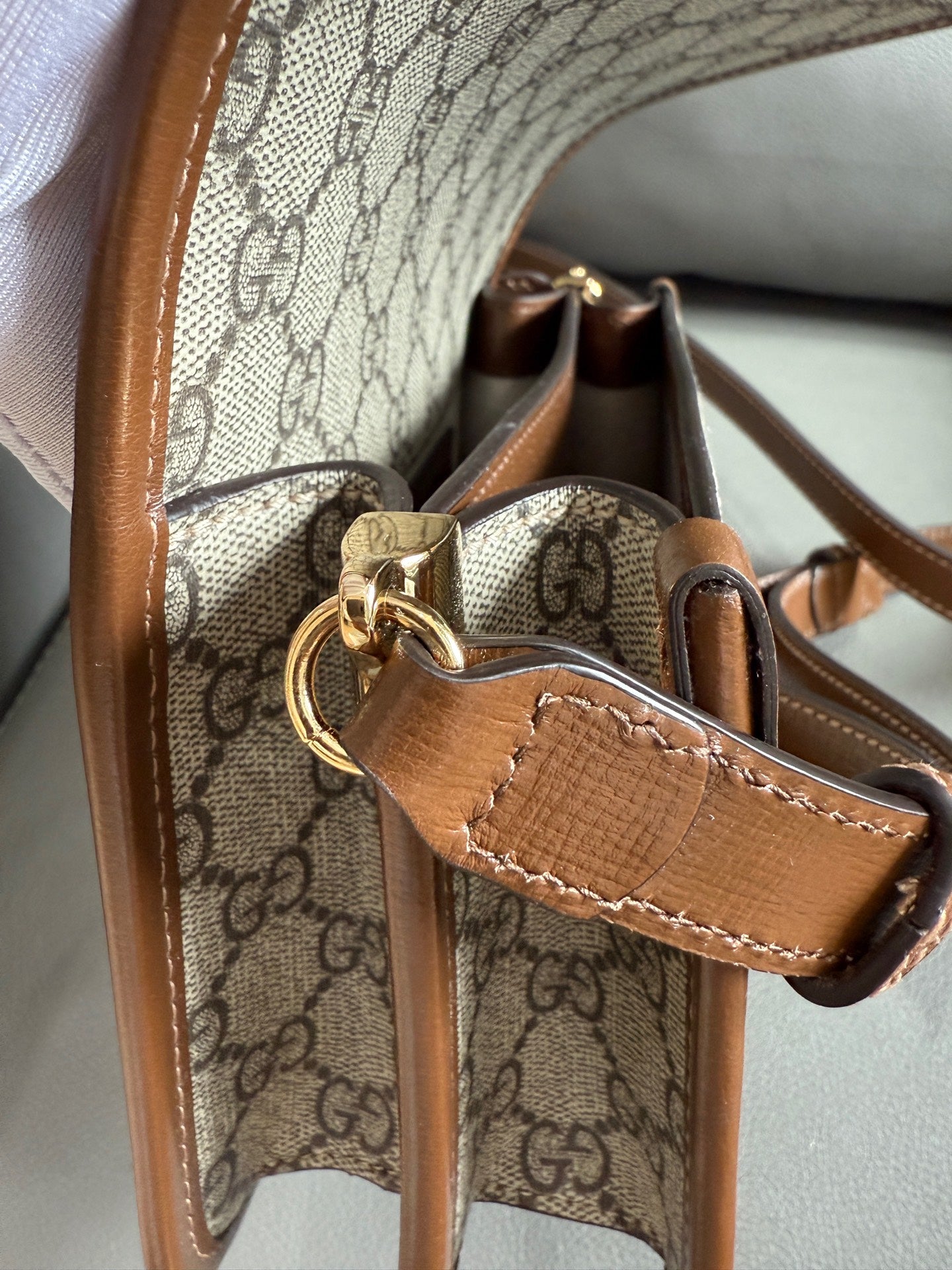 Gucci - GG Retro Mini Messenger Accordion Bag 041 Label - GG Supreme canvas with Leather trim - Beige - (mini)