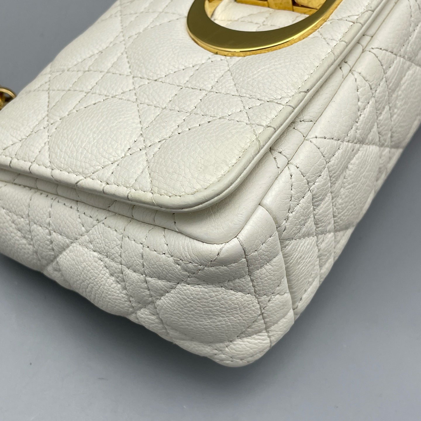 Dior - Miss Caro Chain Bag - Grained leather - White - (mini)