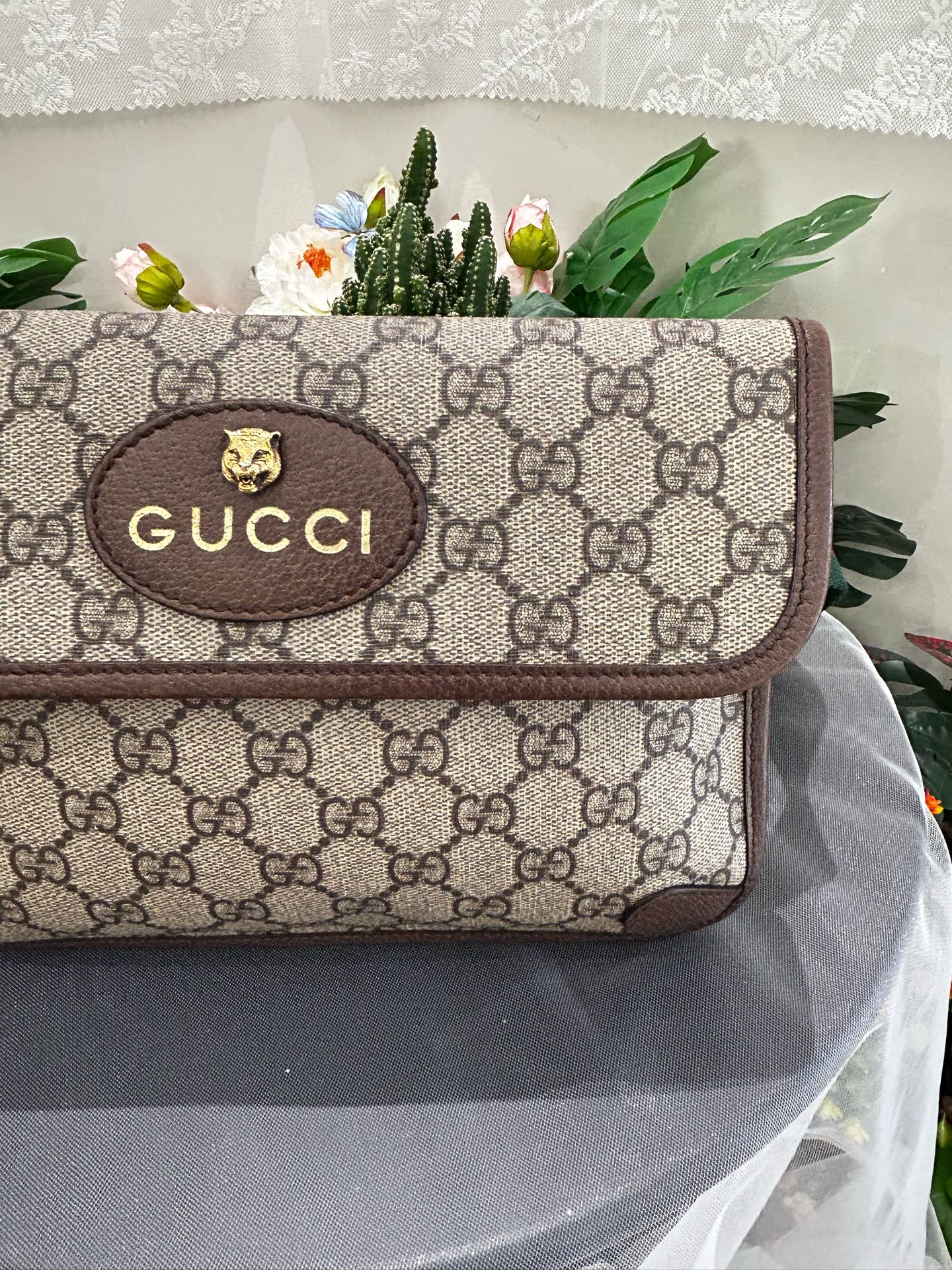 Gucci - Tiger Head Belt Bag - GG Supreme canvas with leather trim - Brown - (medium)