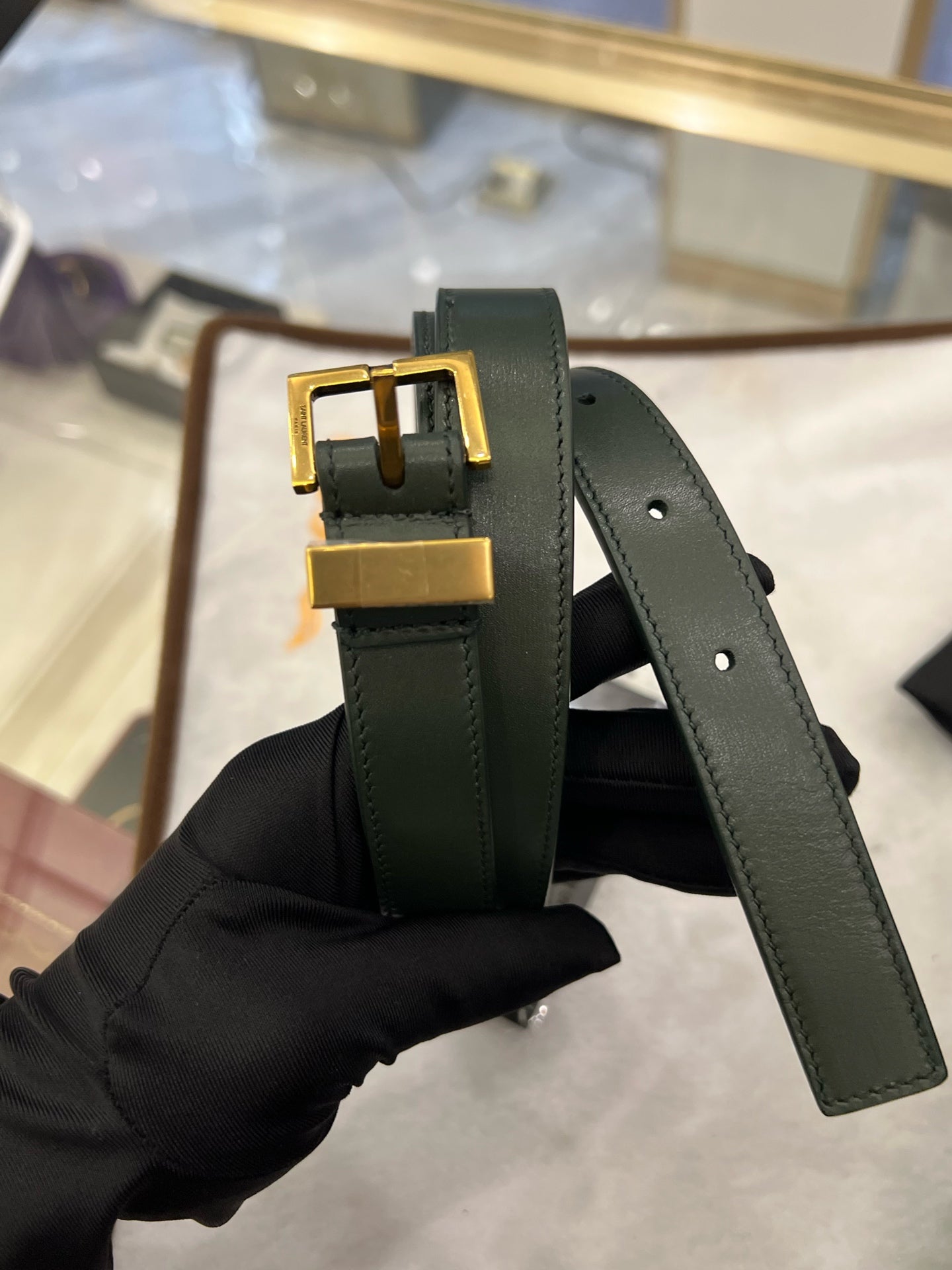 Saint Laurent - Manhattan Medium Crossbody Bag - Box leather - Dark Green - (medium)