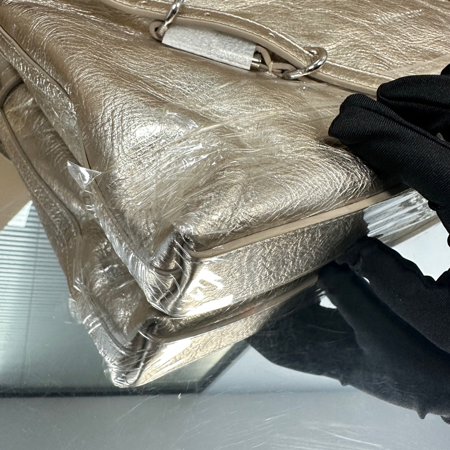 Givenchy - Voyou Crossbody Bag - Distressed metallic calfskin leather (Exterior), Canvas (Interior) - Metallic Silver - (Medium)