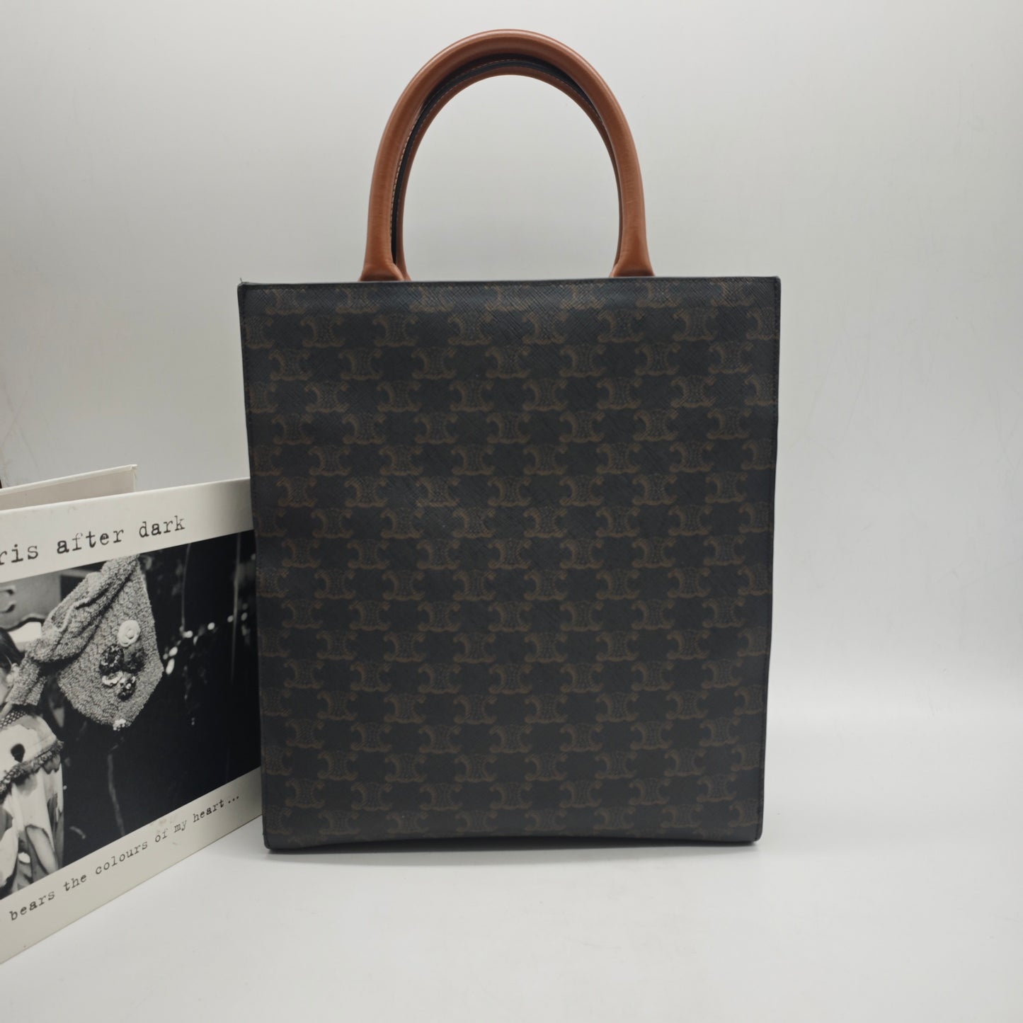 Celine - Triomphe Vertical Cabas Tote - Coated Canvas and Leather - Brown - (medium)