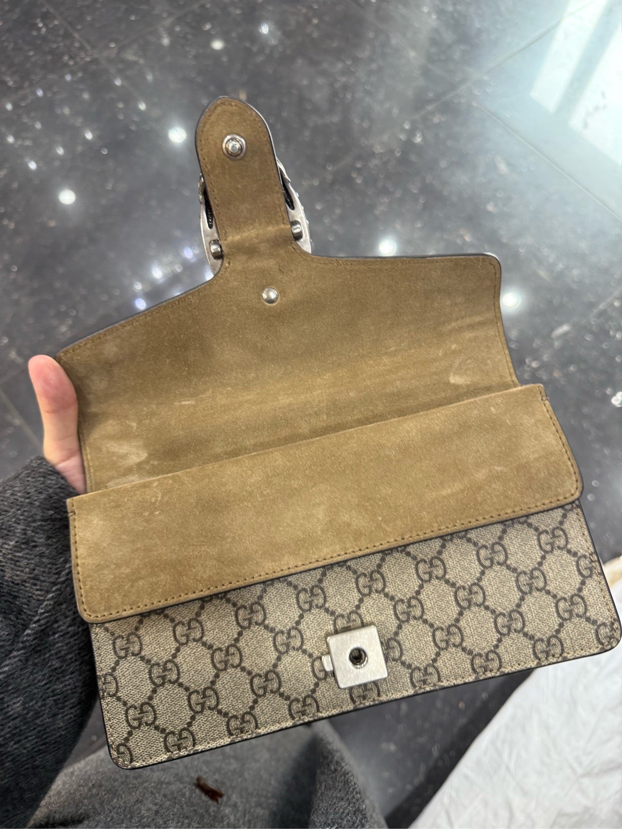 Gucci - Dionysus Medium Shoulder Bag - GG Supreme canvas with suede trim - Beige - (medium)