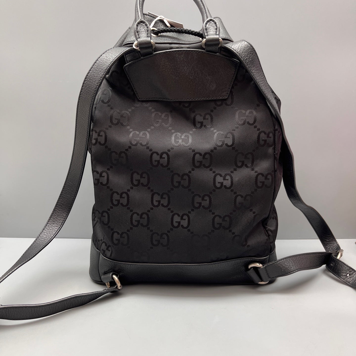 Gucci - GG Canvas Drawstring Backpack - GG Monogram Canvas with Leather Trim - Black - (medium)
