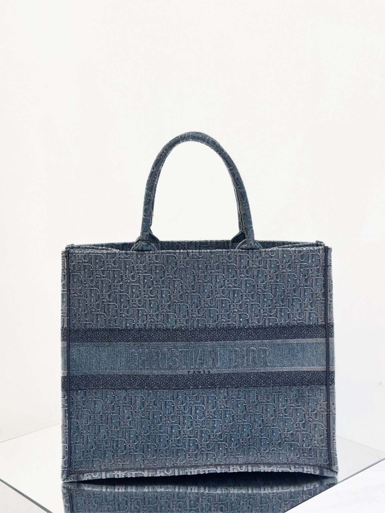Dior - Book Tote - Denim with embroidery - Blue - (Large)