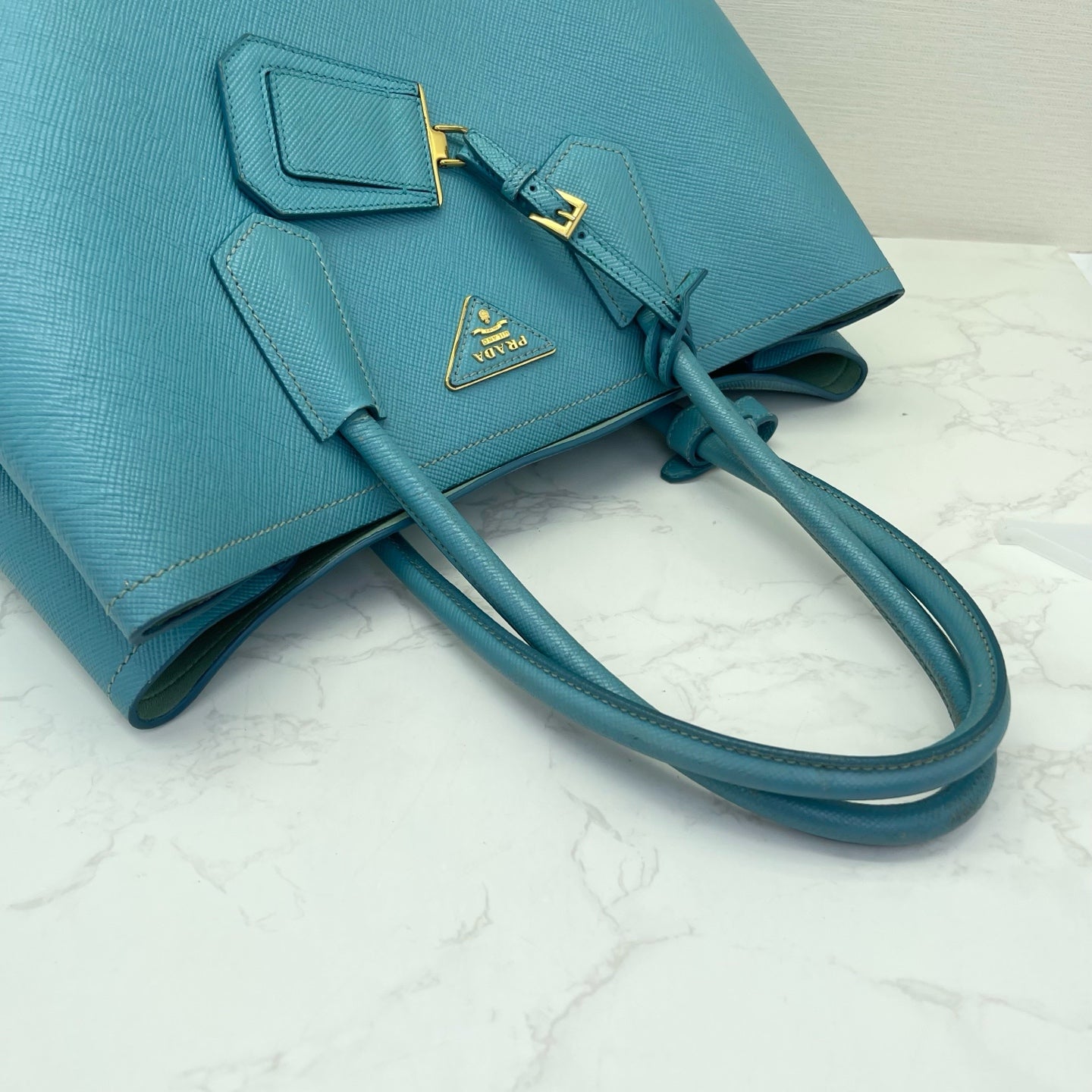 Prada - Double - Saffiano leather - Teal Blue - (medium)