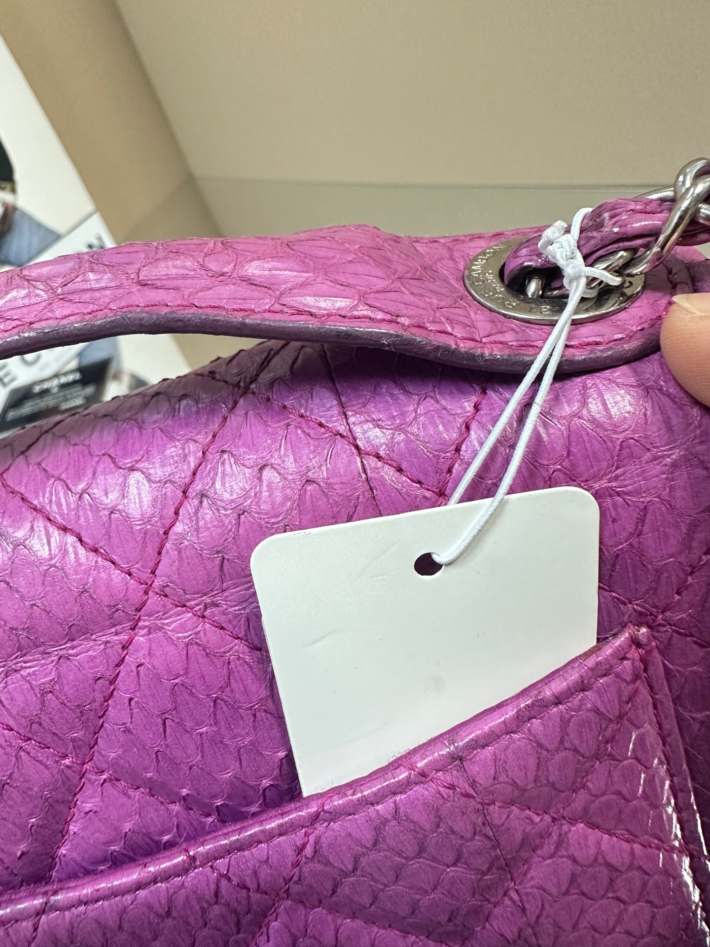 Chanel - Classic Flap Top Handle Bag - Python leather - Purple - (Small)