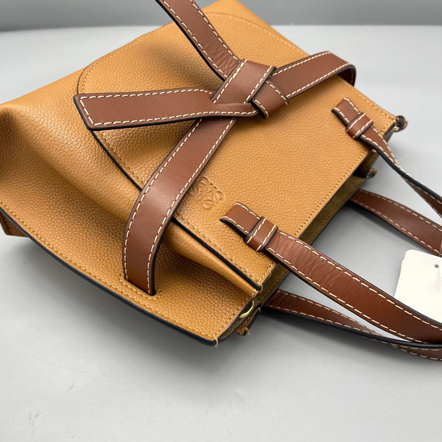 Loewe - Gate Top Handle - Grained calfskin leather with smooth calfskin leather trim - Caramel with Dark Brown trim - (medium)