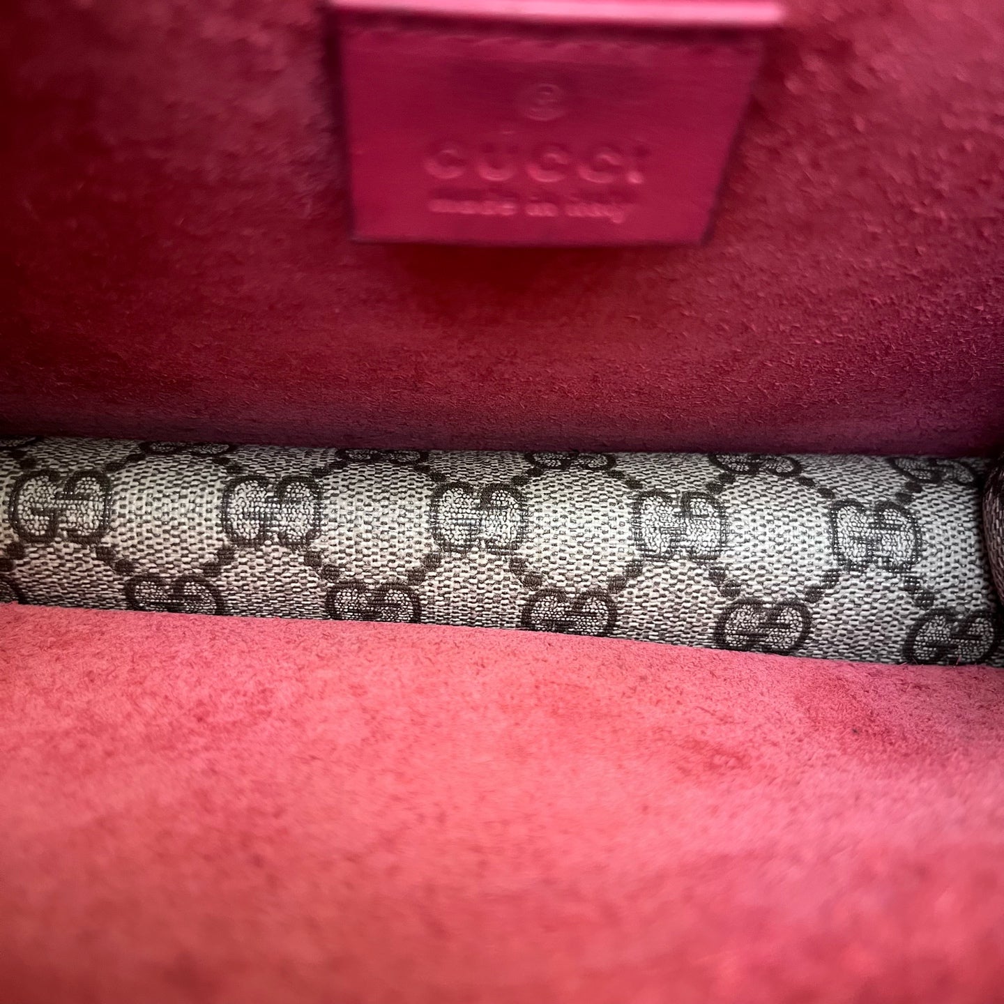 Gucci - Dionysus Chain Bag - GG Supreme canvas and suede leather - Beige, Brown and Red - (Small)