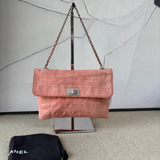 Chanel - Chocolate Bar Flap Bag - Suede - Pink - (Small)