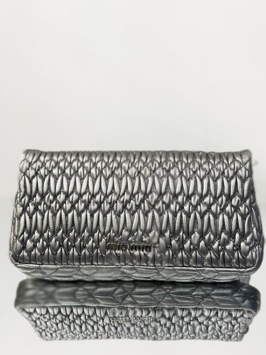 Miu Miu - Matelassé Large Gemstone Chain Shoulder Bag - Lambskin leather - Silver - (medium)