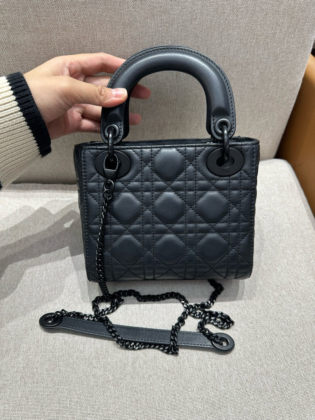 Dior - Lady Dior - Matte black cow leather - Black - (mini)